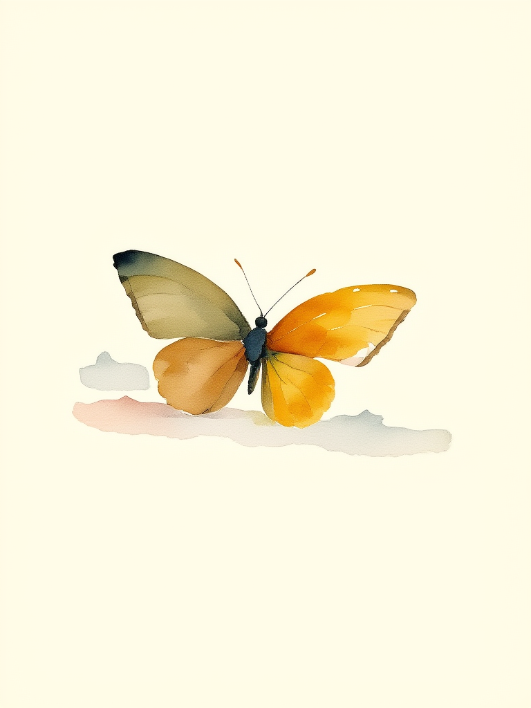 Butterfly with multicolored wings on a light background