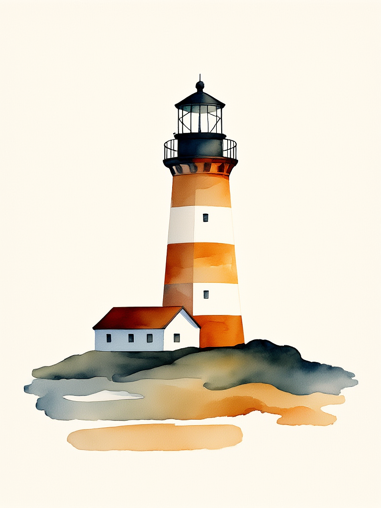 Colorful lighthouse illustration on a white background